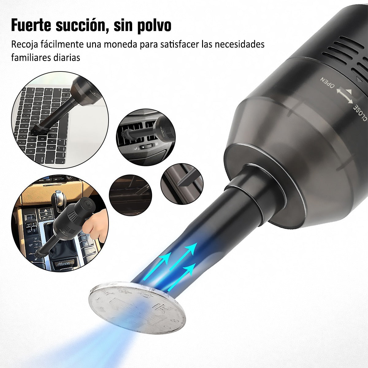 Mini Aspiradora Portátil Inalámbrica para Auto y Escritorio